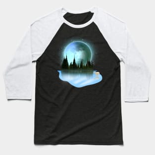 Full cold moon on december with frozen lake Baseball T-Shirt